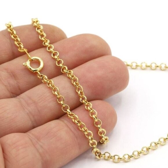 20" 18K GOLD PLATED ROLO CHAIN NECKLACE - Picture 5 of 6